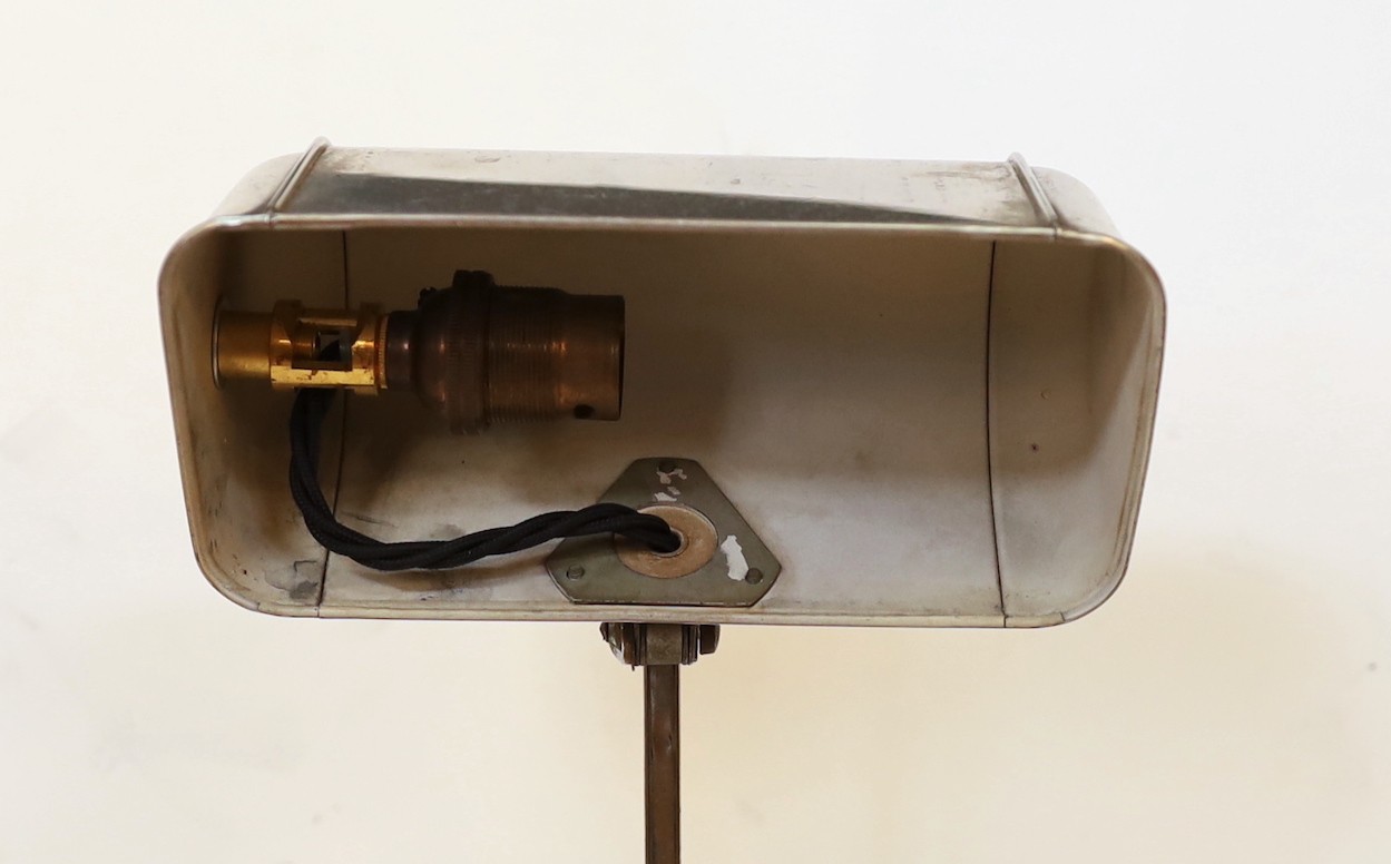 A 1930s French chrome plated adjustable desk lamp with marble base, height 42cm